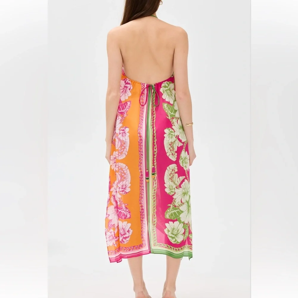 NWT Farm Rio Mixed Scarves Floral Elegance Maxi Cover-Up - XS - Picture 2 of 9